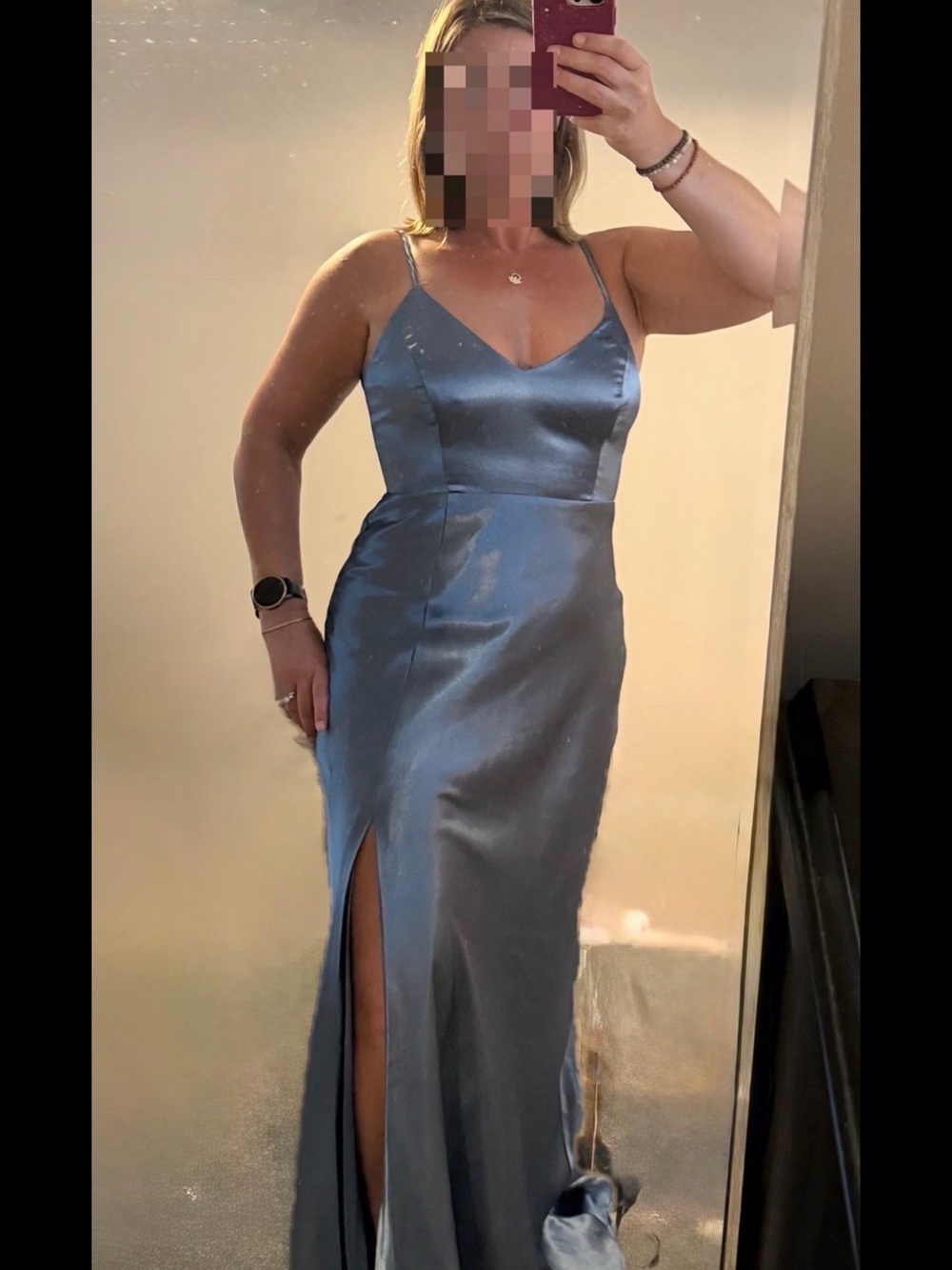 Birdy Grey Satin Maxi Dress - Medium